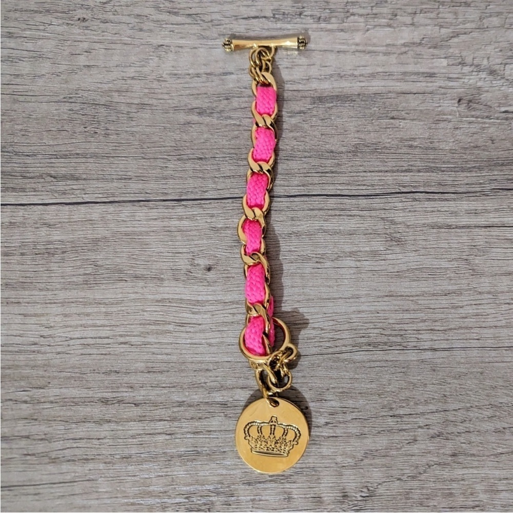 Gold and Pink Juicy Couture Chain Toggle Bracelet - Picture 5 of 6